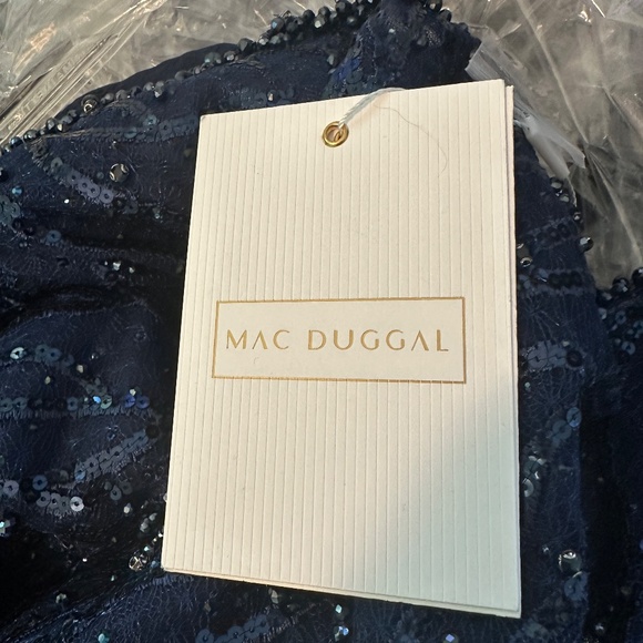 NEW Mac Duggal Embellished Navy 1/2 Sleeve Dress size 20 - Picture 15 of 15